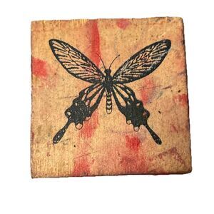 Unbranded Rubber Stamp Butterfly 2 Inches Square Scrapbooking Paper Arts Crafts